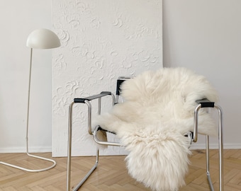 Large Ivory Sheepskin Rug, Soft Lambskin, Handmade