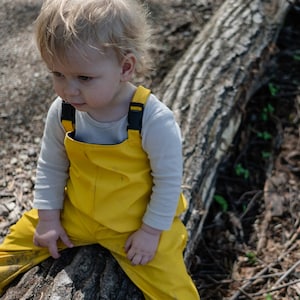 Baby Wasserdichtes Set, Merinowolle Innenschicht! Verschiedene Größen, Kinder Regenjacke, wasserdichte Hose, Kinder wasserdichte Jacke. Gelb, unisex