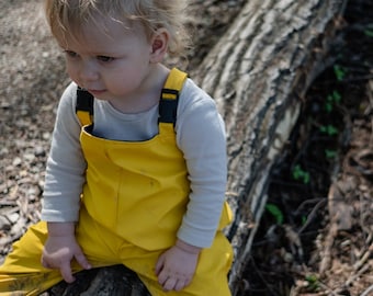 Baby Waterproof Set, Merino Wool Inner Layer! Different Sizes, Kid Raincoat, waterproof pants, kid waterproof jacket. Yellow, unisex