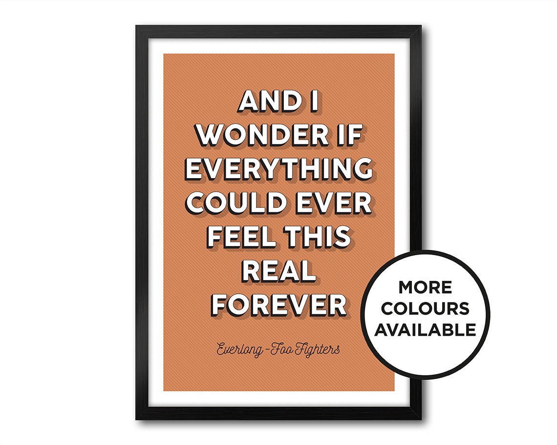 Everlong Foo Fighter Lyrics Print Available in a Variety of 