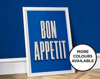 Bon Appetit Poster Mid Century Print Kitchen Wall Art - Etsy