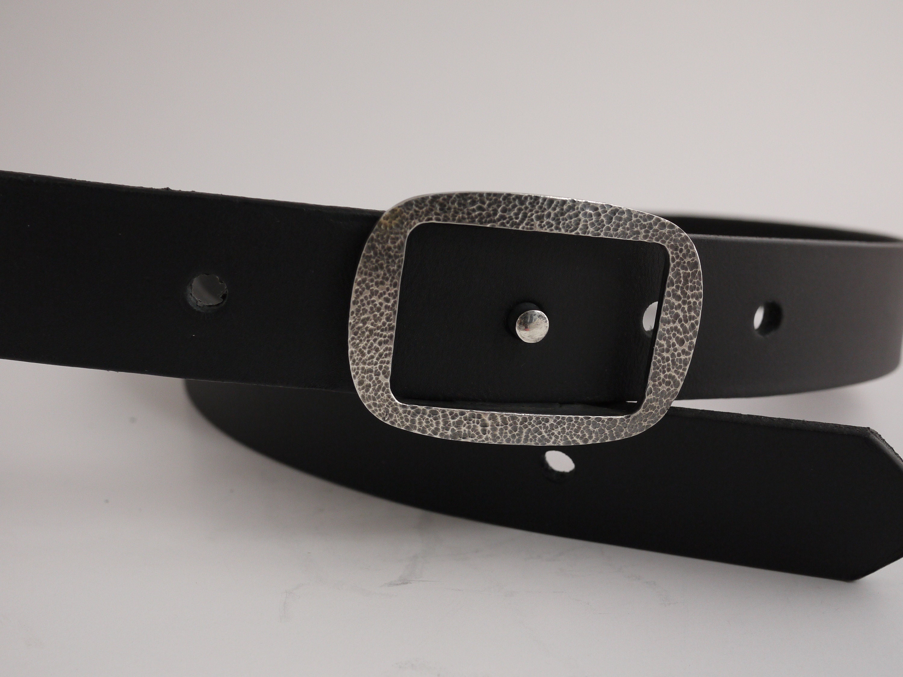 Silver Belt Buckle Hammered finish Etsy