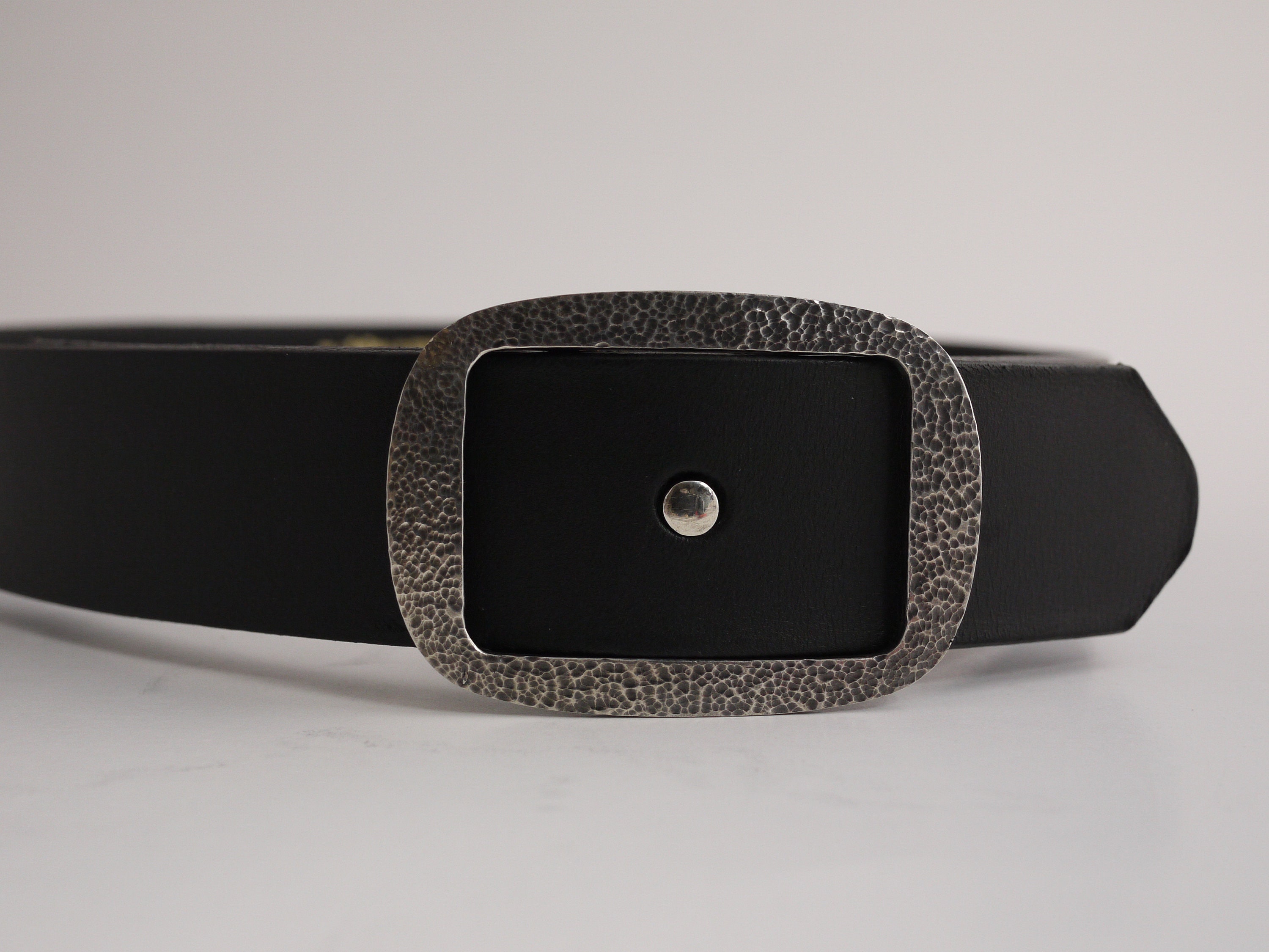 Silver Belt Buckle Hammered finish Etsy