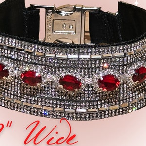 Crimson Rhinestone Big Dog Collar,Diamanté, Glam Girl Bling, High-End Classy Pet Jewelry, Fancy Poodles Love It!