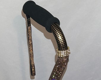 Gold Rhinestone Walking Cane, Offset Handle, Fits 4'11 to 6'4 300 Lb Customizable, Fabulous Retirement or Disability Gift, Lux Sparkle Cane!