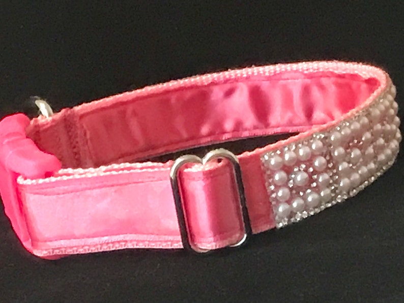 Pearl & Diamond Dog Collar 1 Elegant Pink Satin Lining Etsy