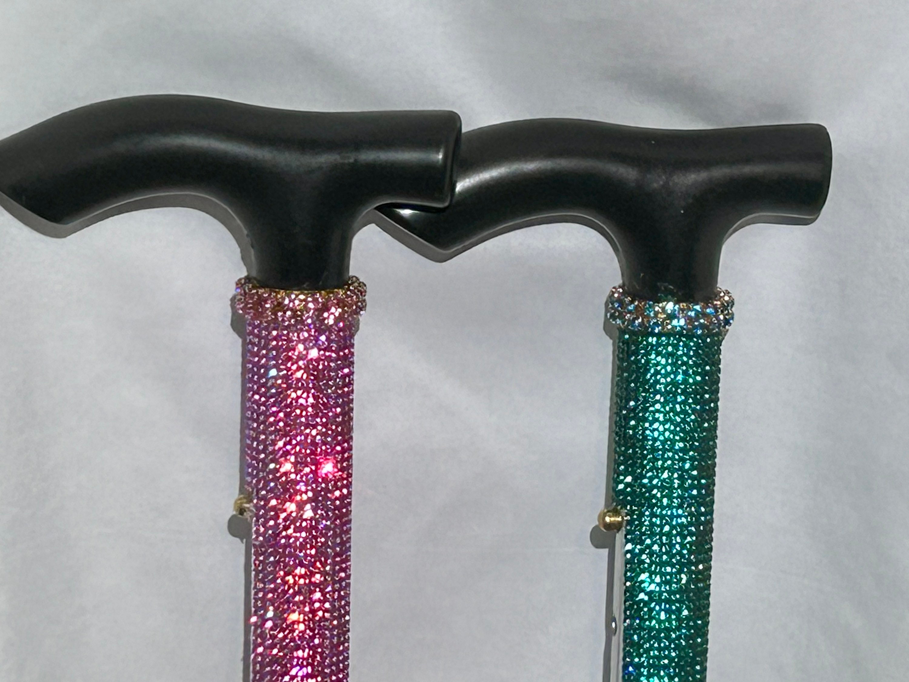 Pink Aurora or Turquoise Rhinestone Cane, Fabulous Retirement or