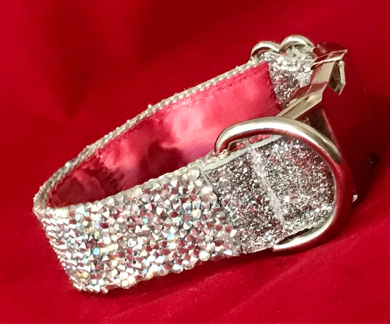 Rhinestone Diamond Dog Collar Choose Satin Lining Color Etsy