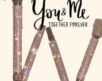 Elegant Champagne Rhinestone Walking Cane, Disability Gift, Folding and Light Weight, Luxury Sparkle Cane!