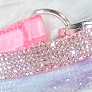 Shimmering Diamond Bling Dog or Cat Collar 3/4&quot; Light Pink Satin Rhinestones That Sparkle So Elegant and Classy Silver Lobster Clasp Closure