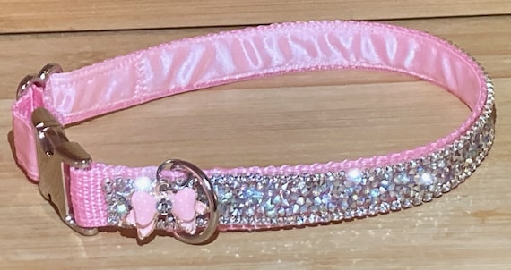 BargainGround Rhinestone Bling Crystal Leather Pet Collar – Puppy & Cat – Bone Charm