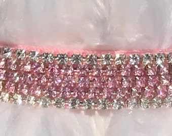 Bländande rosa halsband med äkta strass och glamour, diamantspänne, vackert rosa spänne, dekadent halsband för vardagsbruk! 3/4" brett