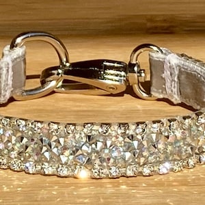 Sparkling Silver Rhinestone Cat or Dog Collar, 1/2&quot; Wide, Unique and Classy, Dainty Dazzling Treasure !