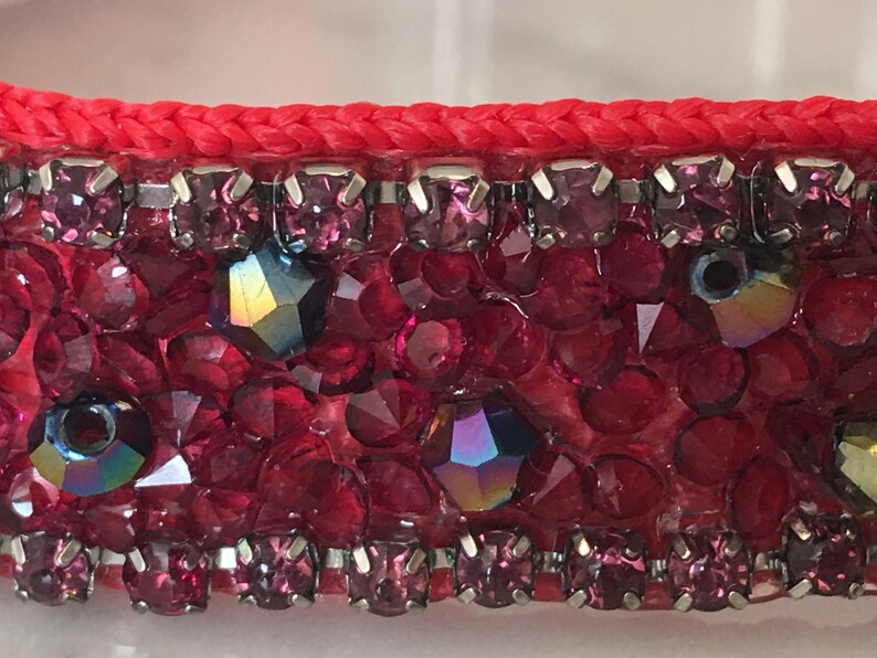 Ruby Rhinestone Bling Dog Collar Red Satin Lined Metal Buckle Etsy