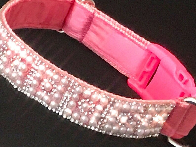 Pearl & Diamond Dog Collar 1 Elegant Pink Satin Lining Etsy