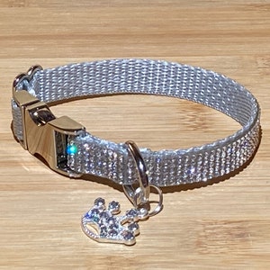 Silver Shimmering Diamond Collar, Elegant & Classy 1/2” Wide Super Sparkle Small Dog or Cat Glam Collar! Bogie, Posh, Quality Pet Jewelry