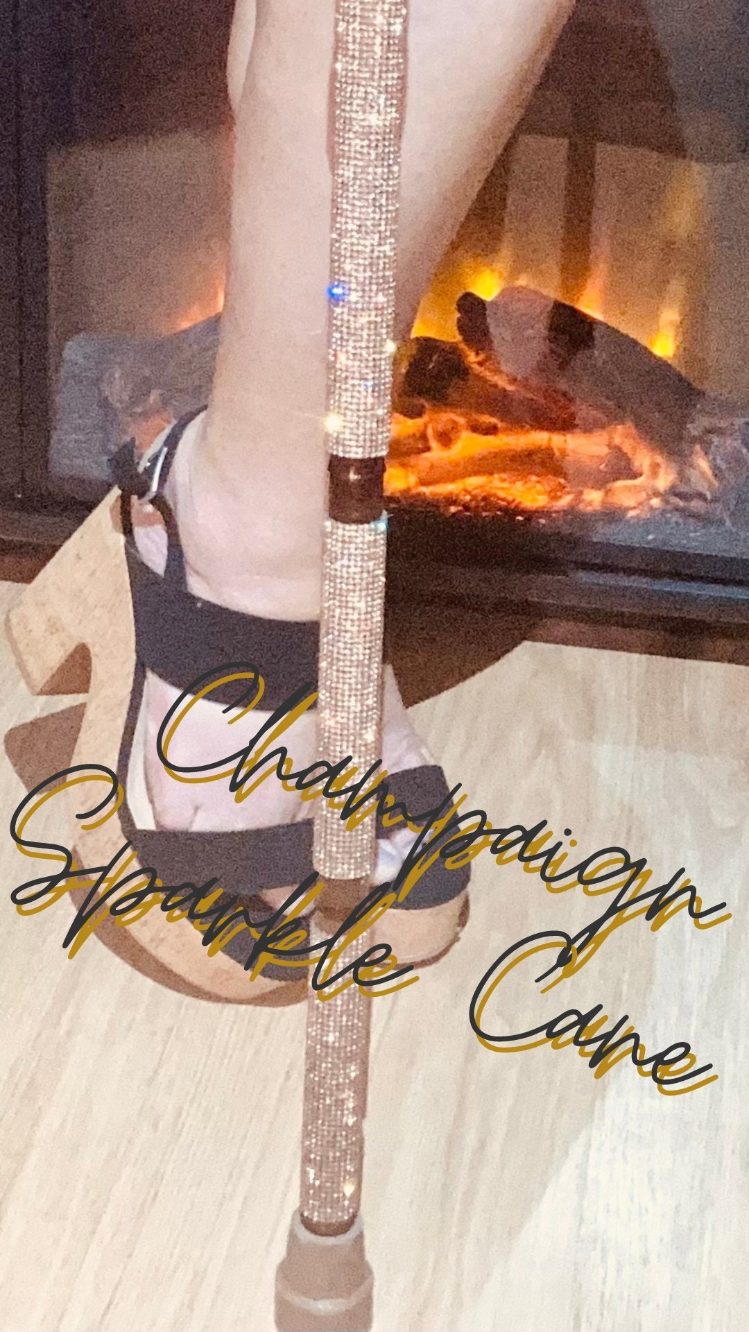  OrthoGlam Sparkling Champagne Lightweight Crystal Rhinestone  Bedazzled Fashion Cane - Fashionable Rhinestone Bling Wooden Walking Stick  for Balance Assistance (Small) : Health & Household