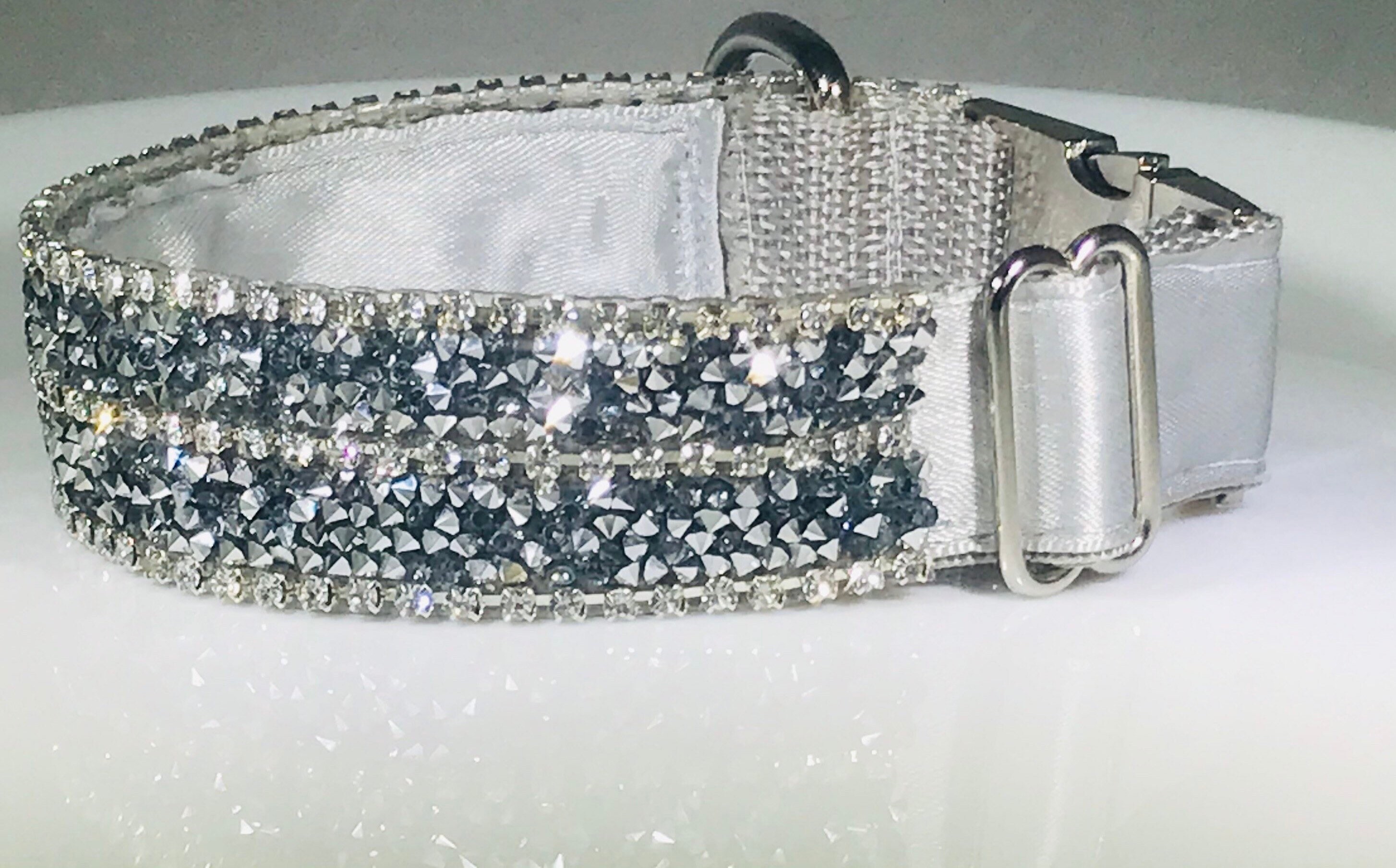 Rhinestone Bling Dog Collar 1 Sparkling Gun Metal Silver Etsy Australia