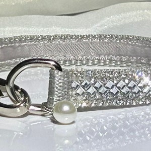 Silver Rhinestone Cat or Dog Collar, 1/2&quot; Wide, Unique and Classy, Dainty Dazzling Treasure !