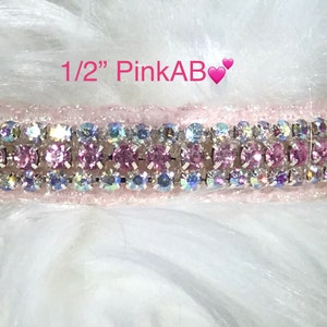 Real Rhinestone Pink Bling Dog Cat Collar 1/2 Inch Sparkling Crystal Diamond Small Pet Jewelry Classy Elegant USA
