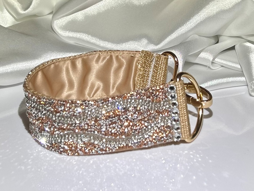 Collar de perro con diamantes de imitación de champán y plata