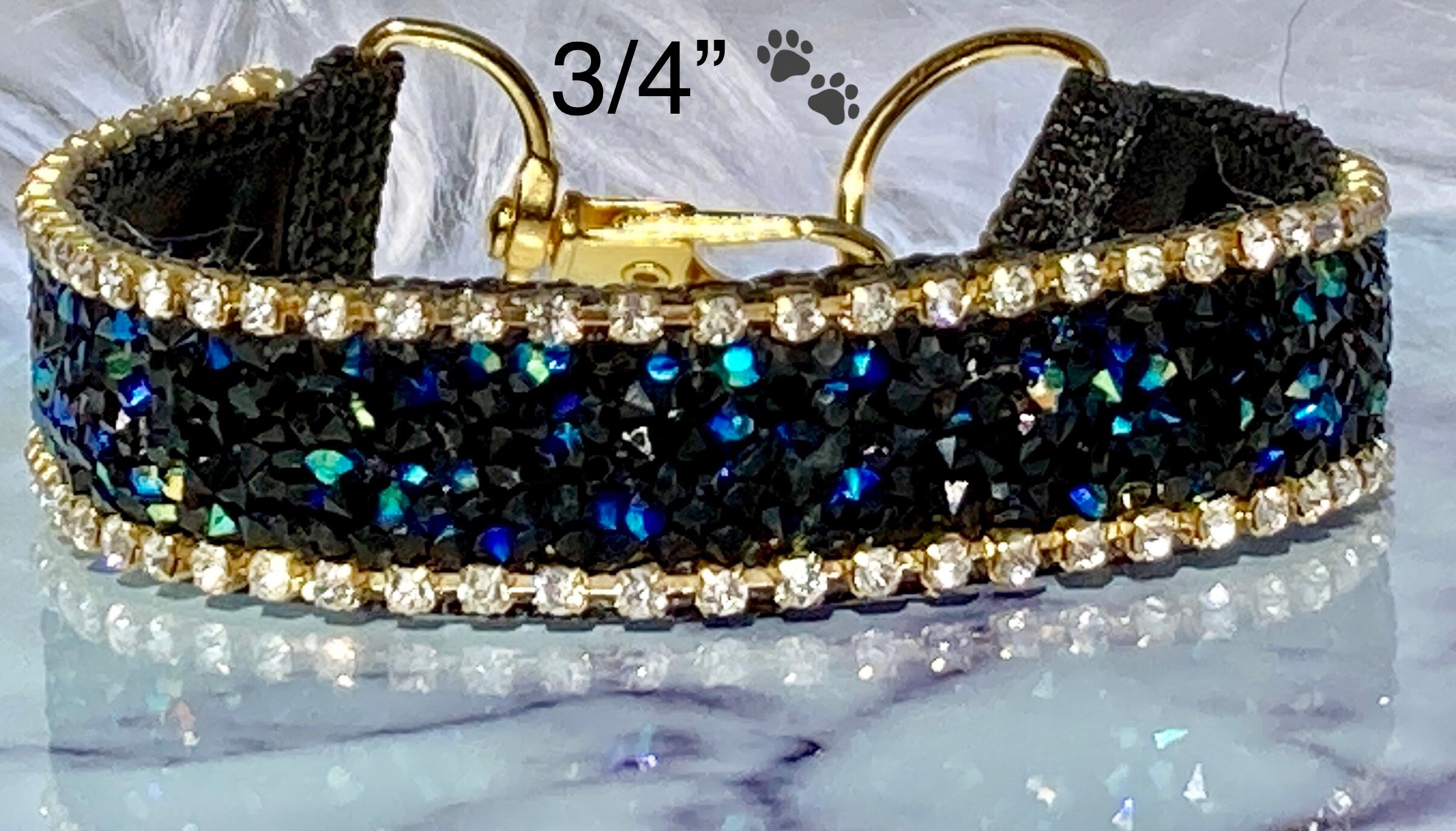 Black Rhinestone Diamond Cat or Dog Collar 3/4 Elegant Gold Etsy