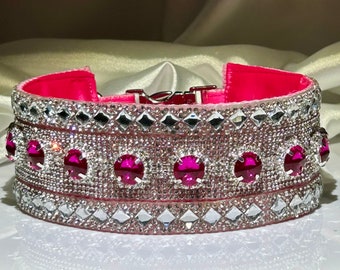 Pink Rhinestone Dog Collar, Extreme Sparkle, Pet Glam, High-End Classy Pet Jewelry, Poodles Love It!