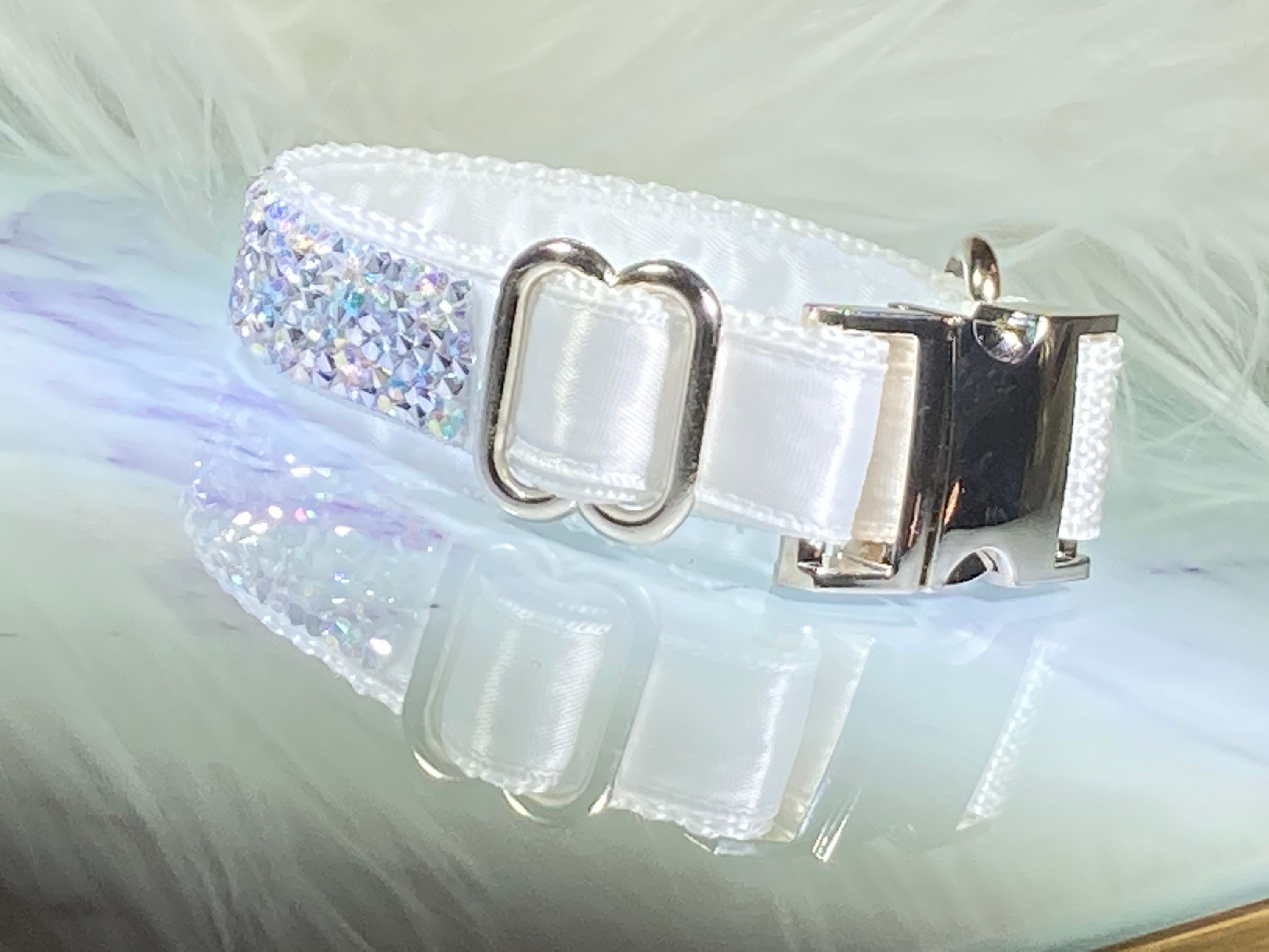 Hundehalsband Mit Strasssteinen - Verstellbar Für Welpen & Kleine Hunde, Größe S, Silber