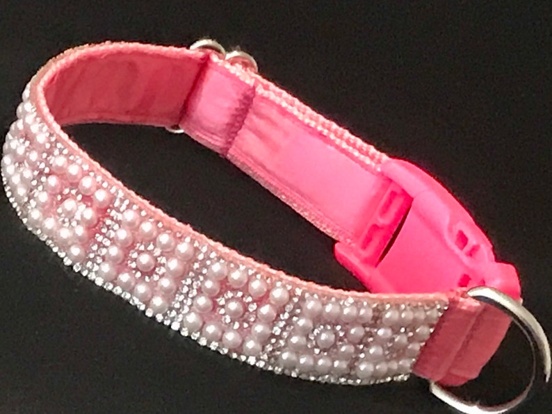 Pearl & Diamond Dog Collar 1 Elegant Pink Satin Lining Etsy