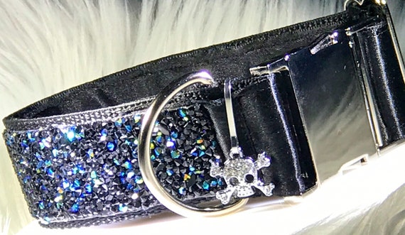 Black dog collar with rhinestones cheap