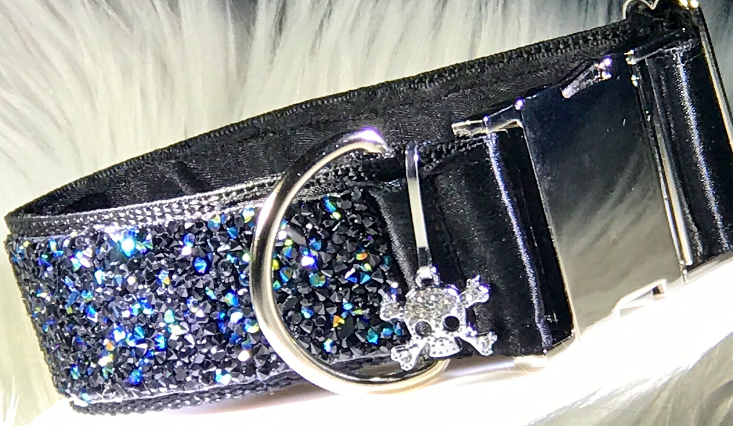 Real Rhinestone Bling Dog Collar 1 Grey Satin Four Sparkling Rows of  Faceted Diamonds Classy Metal Buckle Modern Elegant Diamante Pet Glam
