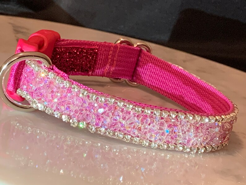 Real Rhinestone Diamond Bling Dog Collar Pink AB Rhinestone Etsy