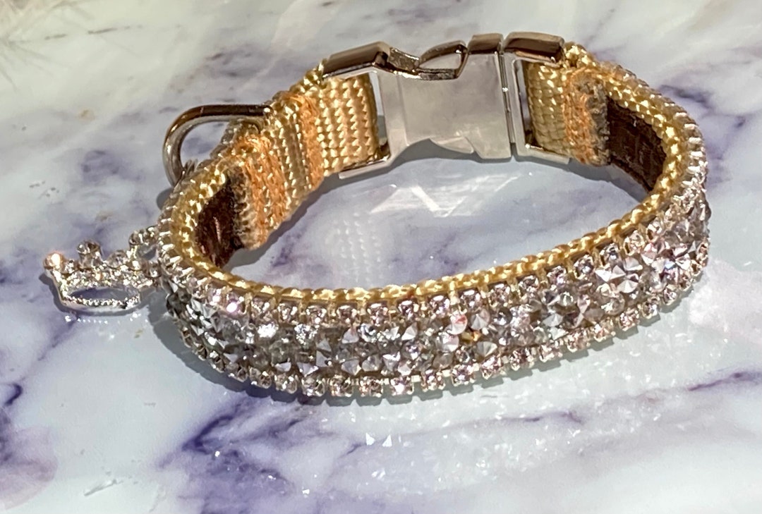 Rhinestone Sparkly Collar, 3/4 Wide, Rich Brown Satin Metal Buckle ...