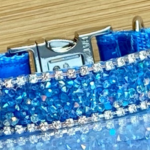 Blue Beauty Rhinestone  Sparkle Collar, Glam Crystal Fabulous Dog or Cat Jewelry, Quality Treasure, Soft Satin Lining, Posh and Stylish!