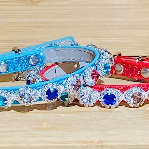Rhinestone Cat or Dog Collar, Adjustable Small Pet Sparkle Jewelry, Glam, Posh, Boho USA