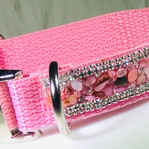 Pink Rhinestone Rock Dog or Cat Collar, Now Satin Lining, Buckle Options, 3/4&quot; Wide, Unique Limited Edition Collar!