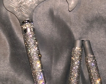 Platinum & Rhinestone Glam Cane, Derby Pearl Handle, Disability Gift,Adjustable, Folding or Not Folding, Light Weight, Luxury Sparkle Cane!