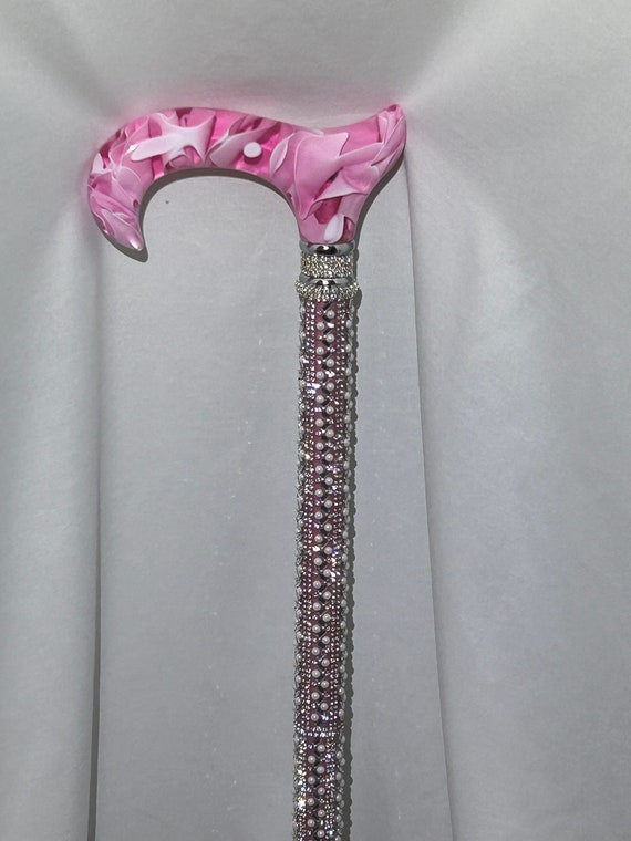 Pearl & Rhinestone Bling Cane Luxury Pink Ombré Derby Handle