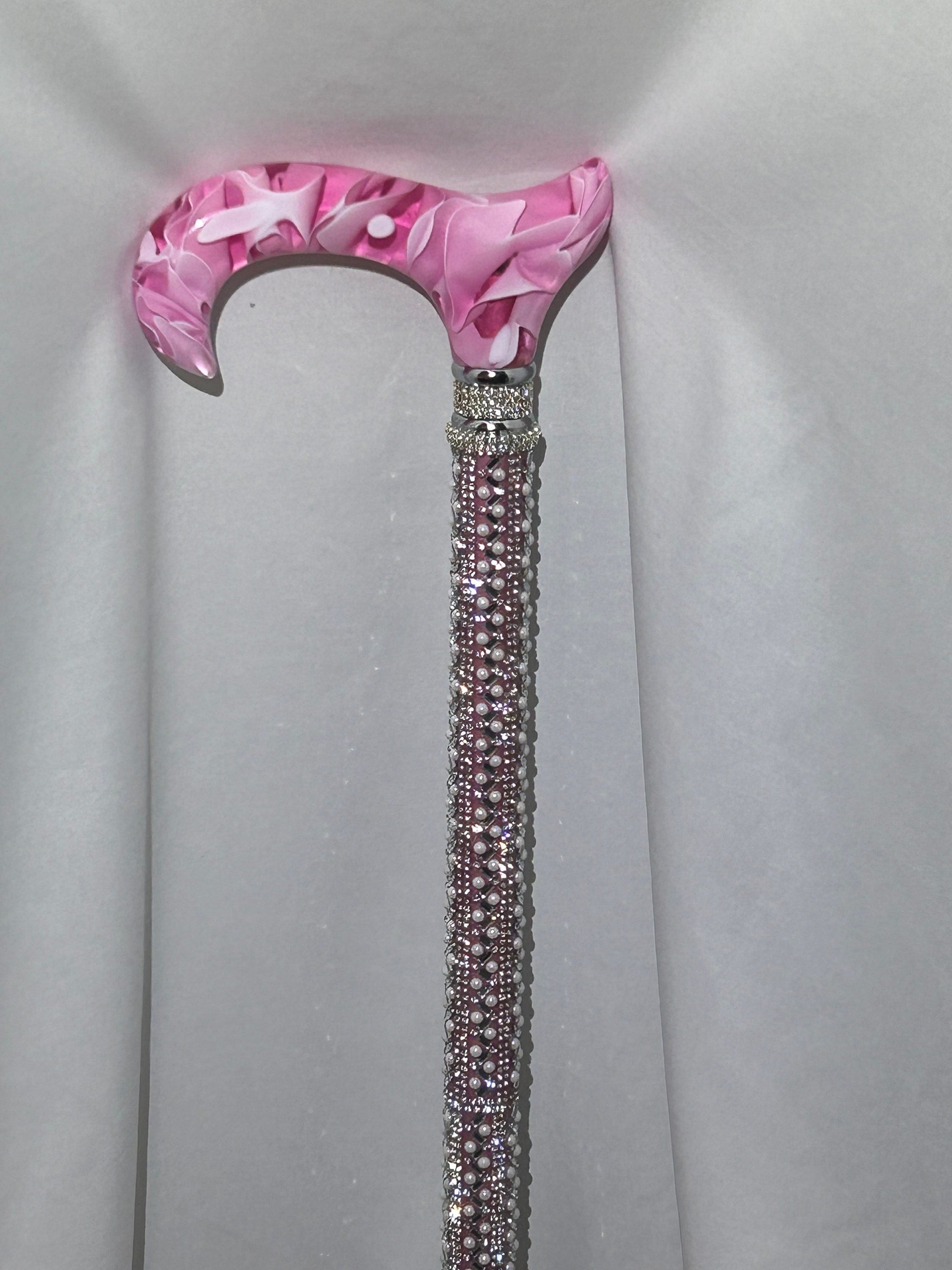 Pearl & Rhinestone Bling Cane Luxury Pink Ombré Derby Handle Retirement or  Disability Gift for Mothers Glitter Glam Walking Stick 