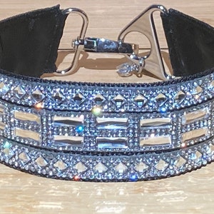 Silver & Black Real Rhinestone Dog Collar 2" Wide, Extreme Sparkle, Pet Glam, Durable Bling, High-End Classy Pet Jewelry, Poodles Love It!