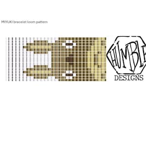 May include: A loom pattern for a bracelet with a brown and beige design. The pattern is labeled "MIYUKI bracelet loom pattern" and includes the logo "HUMBLE DESIGNS".