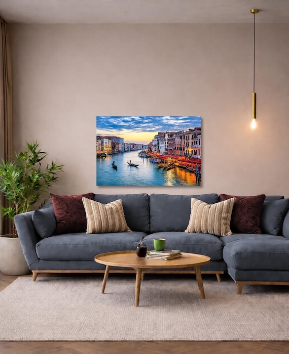 Venice Sunset Gondolas wall art - Modern Home Decor (Available in Plexiglass & Metal)