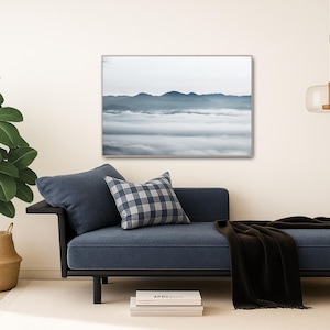 Black and White Sea of clouds over forest wall art (Available in Plexiglass & Metal)