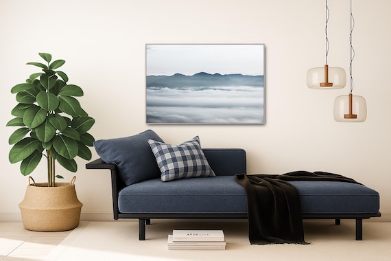 Black and White Sea of clouds over forest wall art (Available in Plexiglass & Metal)