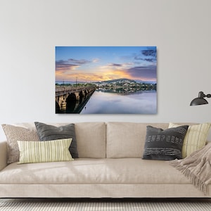 Pontedeume sunset wall art - Golden Clouds and Water Serenity (Available in Plexiglass & Metal)
