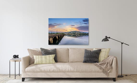 Pontedeume sunset wall art - Golden Clouds and Water Serenity (Available in Plexiglass & Metal)