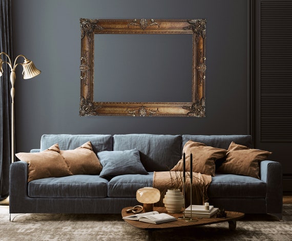 Vintage Canvas Frames with Plexiglass and a back-board, Available in Custom Sizes and Colors, Made out of wood, Hand Carved, Comes Assembled
