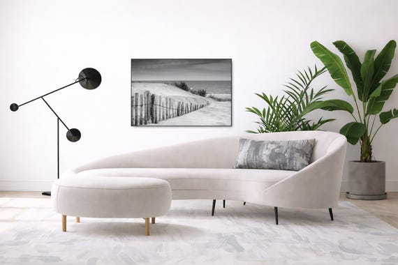 Sand Dunes on a beach, black and white  – Coastal Serene Landscape