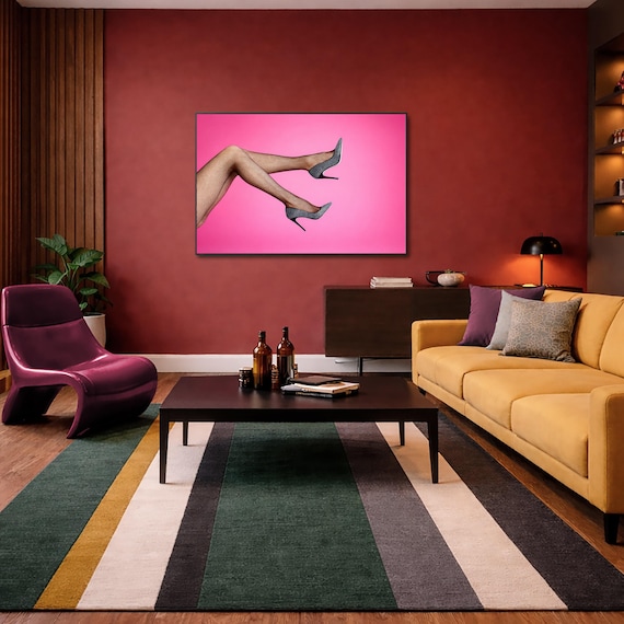 Sensual Wall Art: Sexy legs with heels - Pink Glam (Available in Plexiglass & Metal)