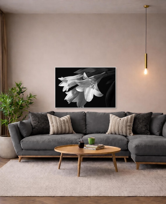 Black and white Lily Wall Art (Available in Plexiglass & Metal)
